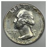 1942 Washington Silver Proof Quarter PRF