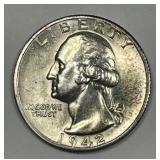 1942-S Washington Silver Quarter Uncirculated BU