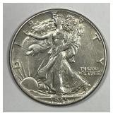 1945 Walking Liberty Silver Half AU
