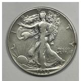 1938-D Walking Liberty Silver Half Key Date VF