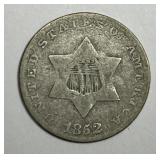 1852 Three Cent Silver 3cS Good G