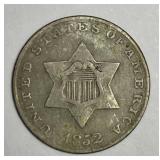 1852 Three Cent Silver 3cS Fine F