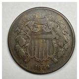 1869 Two Cent Piece Very Good VG