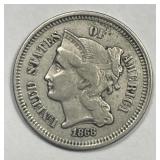 1868 Three Cent Nickel 3cN Very Fine VF