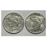 1926 D & S Peace Silver $1 AU Mintmark Pair