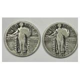 1926-D & 1927 Standing Liberty Silver Quarter Pair
