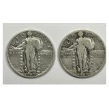 1929-S Standing Liberty Silver Quarter Pair