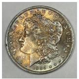 1884-O Morgan Silver $1 Monster Color Toned BU