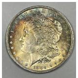 1884-O Morgan Silver $1 Monster Color Toned BU