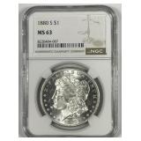 1880-S Morgan Silver $1 NGC MS63