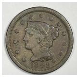 1848 Braided Hair Large Cent Very Fine VF