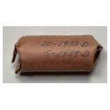 Mixed Date 1/2 Roll Lincoln Cents 1933-D & 1939-D
