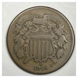 1866 Two Cent Piece Very Good VG