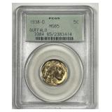 1938-D Buffalo Nickel OGH PCGS MS65