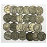 Lot of 24 Silver War Time Jefferson Nickels