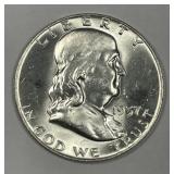 1957-D Franklin Silver Half Uncirculated BU