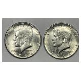 1964 P & D Kennedy Silver Half Pair BU