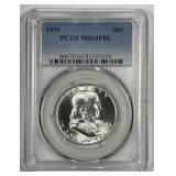 1955 Franklin Silver Half PCGS MS64 FBL