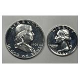 1961 Proof Franklin Silver Half + Bonus Quarter