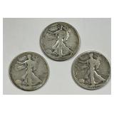 1919 P D S Walking Liberty Silver Half Trio