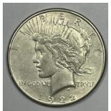 1922-S Peace Silver $1 About Uncirculated CH AU