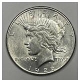 1922-S Peace Silver $1 About Uncirculated AU