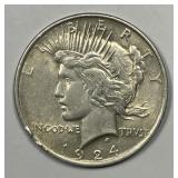 1924 Peace Silver $1 About Uncirculated AU