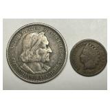 1893 Columbian Expo Silver Half + 1893 Indian Cent