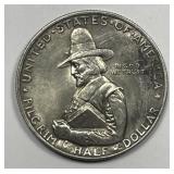 1920 Pilgrim Commem Silver Half AU details