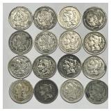 Sweet 16 Lot of Three Cent Nickels 3cN Lot