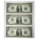 1977 $1 FRN Trio Consecutive Serial Crisp UNC
