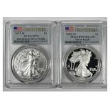 2023-W Burnished & Proof Silver Eagle Pair PCGS 70