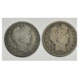 1900 & 1908 Barber Silver Half Pair