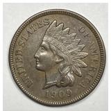 1909 Indian Head Cent About Uncirculated AU