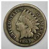 1863 Indian Head Cent w/Die Breaks good G