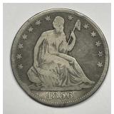 1856 Seated Liberty Silver Half Solid Good G