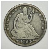 1854 Seated Liberty Silver Half Arrows Good G