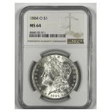 1884-O Morgan Silver $1 NGC MS64
