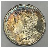 1883-O Morgan Silver $1 Monster Color Toned BU