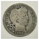 1905 Barber Silver Quarter Good G