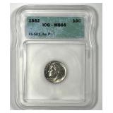 1982 Roosevelt Dime No P FS-501 ICG MS66