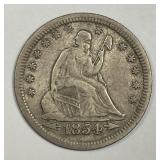1854 Seated Liberty Silver Quarter Extra Fine XF