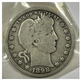 1898 Barber Silver Quarter Good G