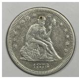 1876-S Seated Liberty Silver Quarter VF details