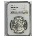 1891 Morgan Silver $1 NGC UNC details