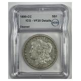 1890-CC Morgan Silver $1 Carson City ICG VF20 det