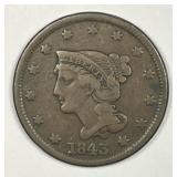 1843 Braided Hair Large Cent Fine F