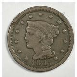 1847 Braided Hair Large Cent  Fine F