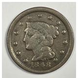 1848 Braided Hair Large Cent Very Good VG