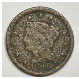 1848 Braided Hair Large Cent Fine F details